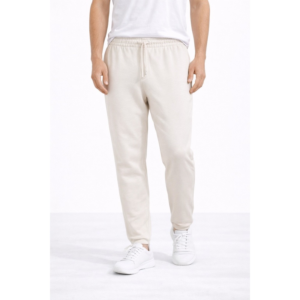 Zara Mens XL Cream Off-White Joggers Drawstring Sweatpants Tapered Leg XL - Picture 4 of 5